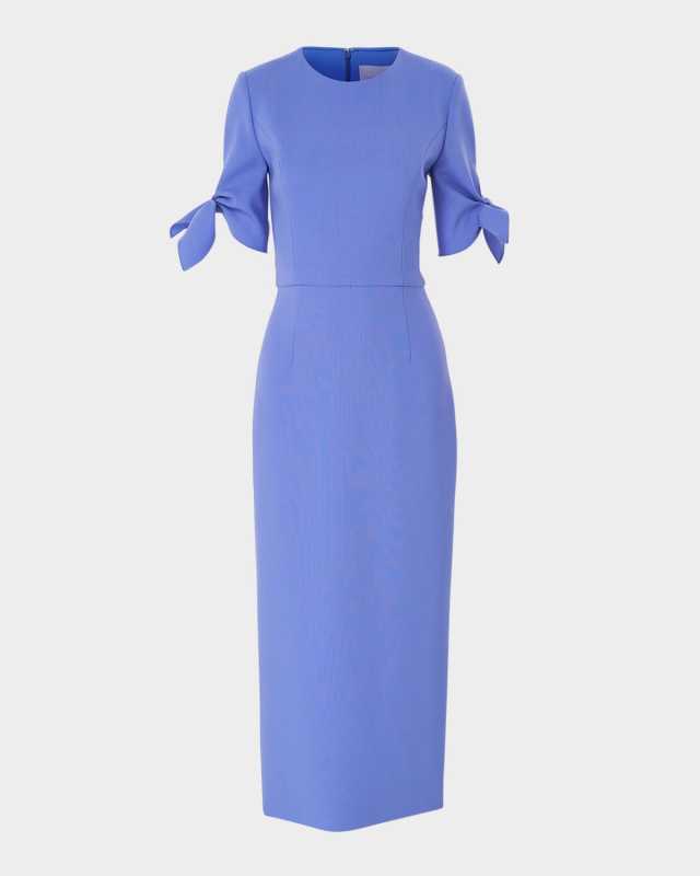 Tie-Sleeve Cotton Midi Dress